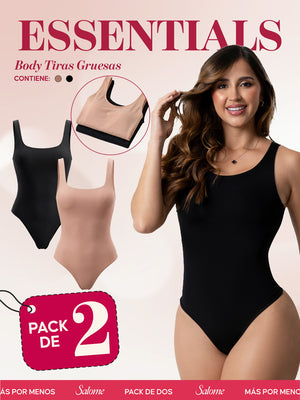 Paquete x2 Body Tiras gruesas, Escote Redondo, Control de Abdomen | Salome 5001