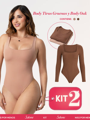 Kit Body Oak Manga Larga & Escote Cuadrado con Control Abdominal | Salome 5503 + 5002