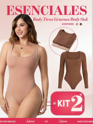 Kit Body Oak Manga Larga & Escote Cuadrado con Control Abdominal | Salome 5503 + 5002
