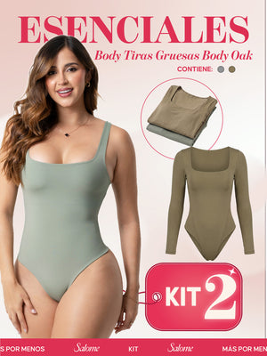 Kit Body Oak Manga Larga & Escote Cuadrado con Control Abdominal | Salome 5503 + 5002