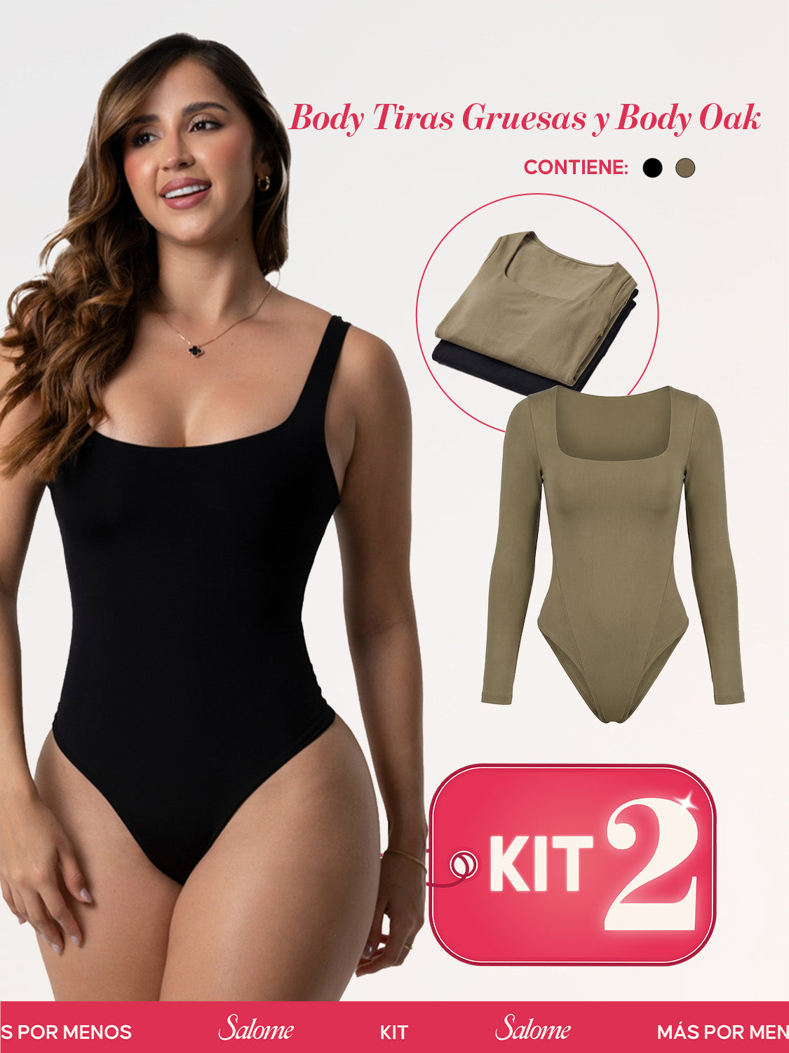 Kit Body Oak Manga Larga & Escote Cuadrado con Control Abdominal | Salome 5503 + 5002