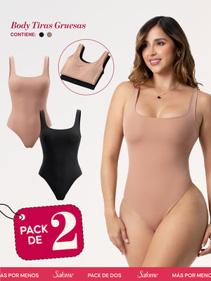 Paquete x2 Body Moldeador Escote Cuadrado con Refuerzo Abdominal | Salome 5002