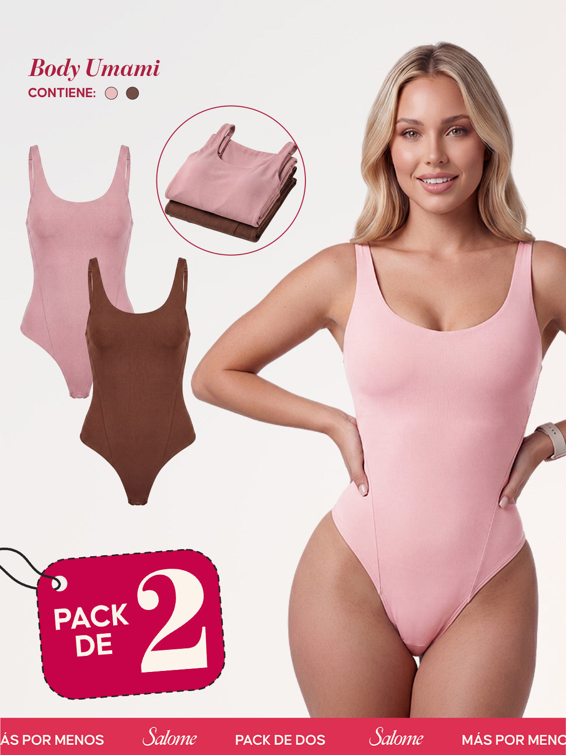 Paquete x2 Body Umami Escote Redondo, Tiras Finas y Tanga | 2-Pack Salome 5005