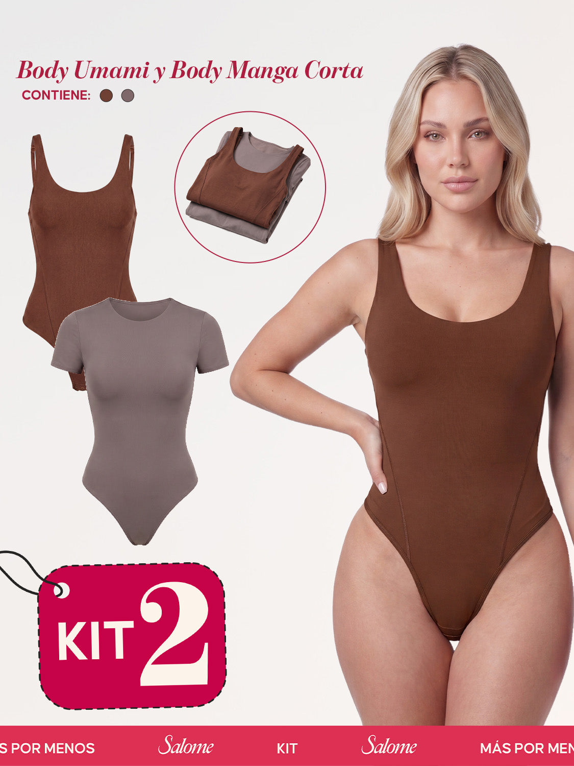 Kit Body Diario Tiras Finas & Manga Corta Sin Costuras | Salome 5005 + 5007 | 01L5