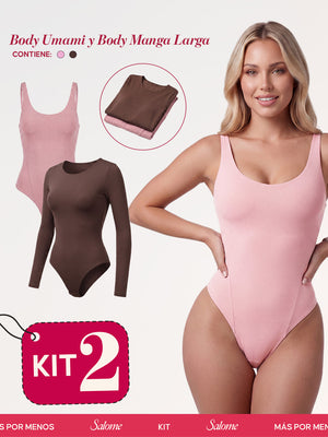 Kit Body Diario Umami Tiras Finas & Manga Larga Microfibra | Salome 5005 + 5008 | 03L5