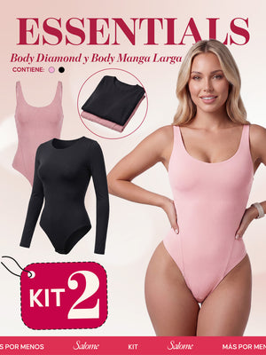 Kit Body Diario Umami Tiras Finas & Manga Larga Microfibra | Salome 5005 + 5008 | 03L5