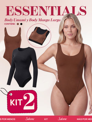 Kit Body Diario Umami Tiras Finas & Manga Larga Microfibra | Salome 5005 + 5008 | 03L5