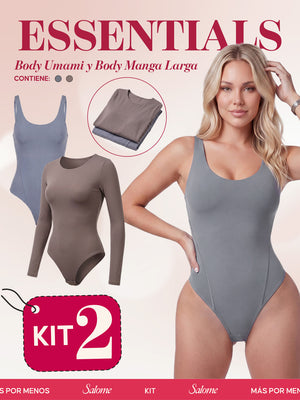 Kit Body Diario Umami Tiras Finas & Manga Larga Microfibra | Salome 5005 + 5008 | 03L5