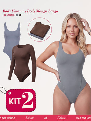 Kit Body Diario Umami Tiras Finas & Manga Larga Microfibra | Salome 5005 + 5008 | 03L5