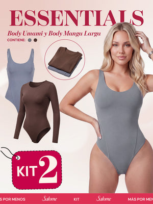 Kit Body Diario Umami Tiras Finas & Manga Larga Microfibra | Salome 5005 + 5008 | 03L5
