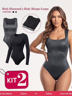 Kit Body Diamond Escote Cuadrado & Manga Larga Microfibra | Salome 5006 + 5008 | 03L5