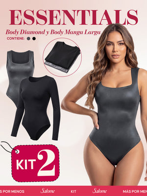 Kit Body Diamond Escote Cuadrado & Manga Larga Microfibra | Salome 5006 + 5008 | 03L5