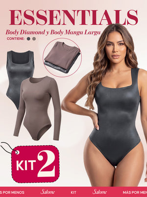 Kit Body Diamond Escote Cuadrado & Manga Larga Microfibra | Salome 5006 + 5008 | 03L5