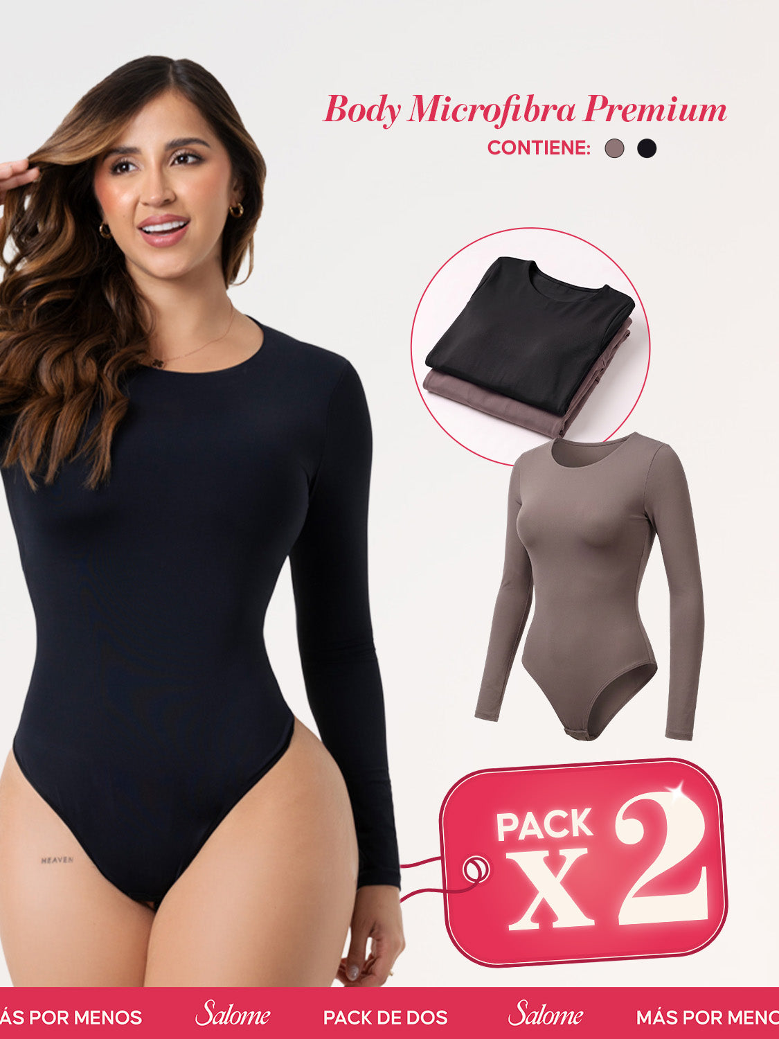 2 Pack Body: Microfibra Premium y Control Suave | Salome 5008 | Ant 03L5
