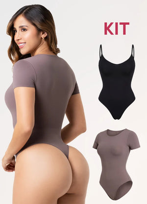 Kit 2 Bodys: Tanga Seamless y Manga Corta | Salome 7001 + 01L5