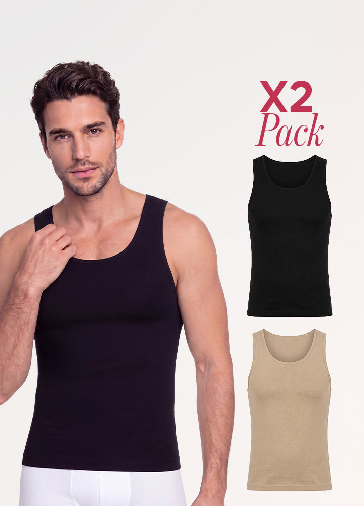 Camiseta Moldeadora Hombre: Abdomen y Espalda | Salome SEM-123 2 Pack