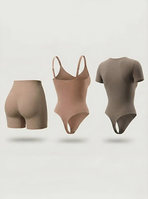 Kit de Navidad Salome | Body Manga Corta, Body Tiras Finas y Short Moldeador