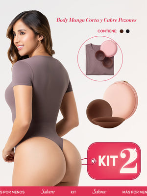 Kit Salome TD01L5: Body Manga Corta + Cubre Pezones Invisibles