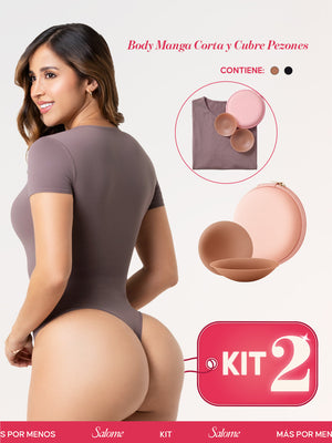 Kit Salome TD01L5: Body Manga Corta + Cubre Pezones Invisibles