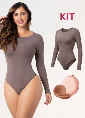 Kit Cero Marcas Salome: Body Manga Larga TD03L5 + Cubre Pezones