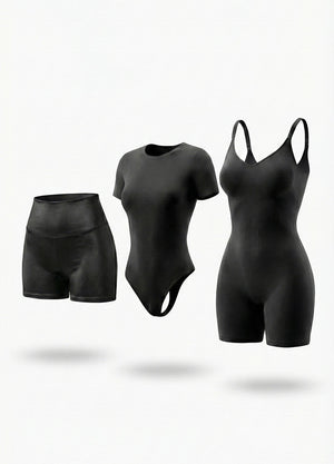 Kit de Navidad Salome | Body Manga Corta, Body a Media Pierna y Short Moldeador