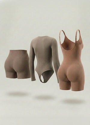 Kit de Navidad Salome | Body Manga Larga, Body a Media Pierna y Short Moldeador