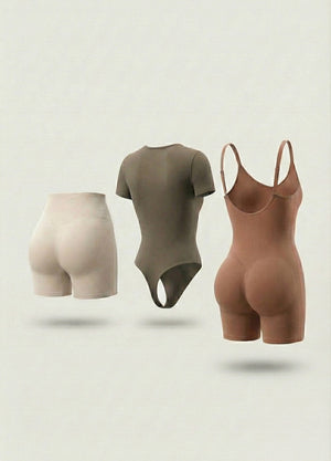 Kit de Navidad Salome | Body Manga Corta, Body a Media Pierna y Short Moldeador