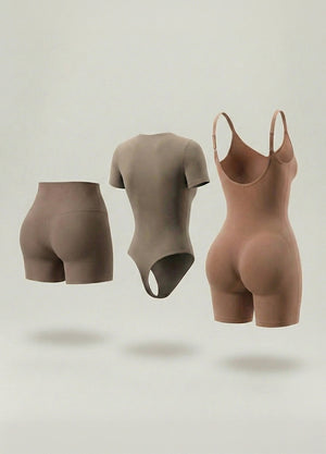 Kit de Navidad Salome | Body Manga Corta, Body a Media Pierna y Short Moldeador