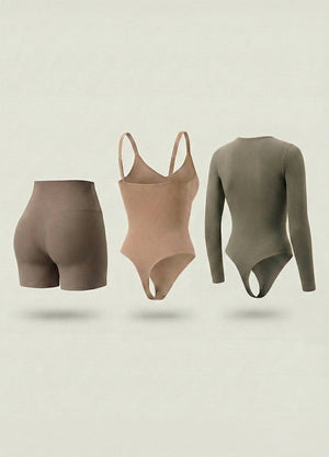 Kit de Navidad Salome | Body Manga Larga, Body Tiras Finas y Short Moldeador