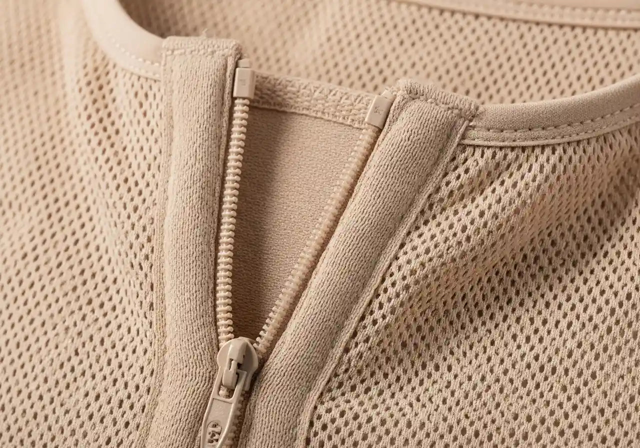 Primer plano del cierre lateral y forro protector de una Faja Salome diseñada para no lastimar la incisión de cesárea.