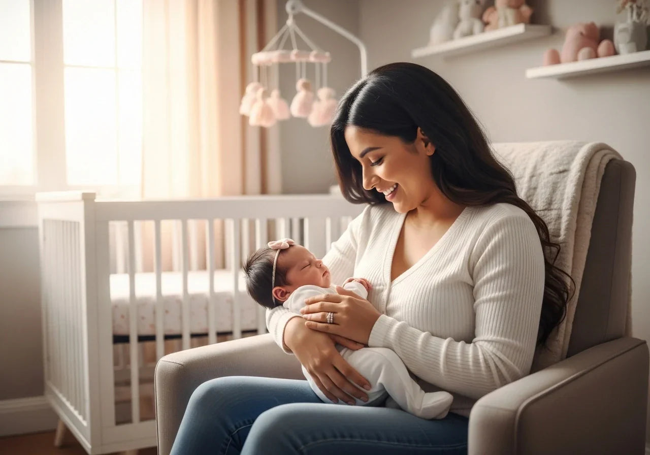 Madre latina comparando faja postparto con velcro y faja con broches de Salomé.  