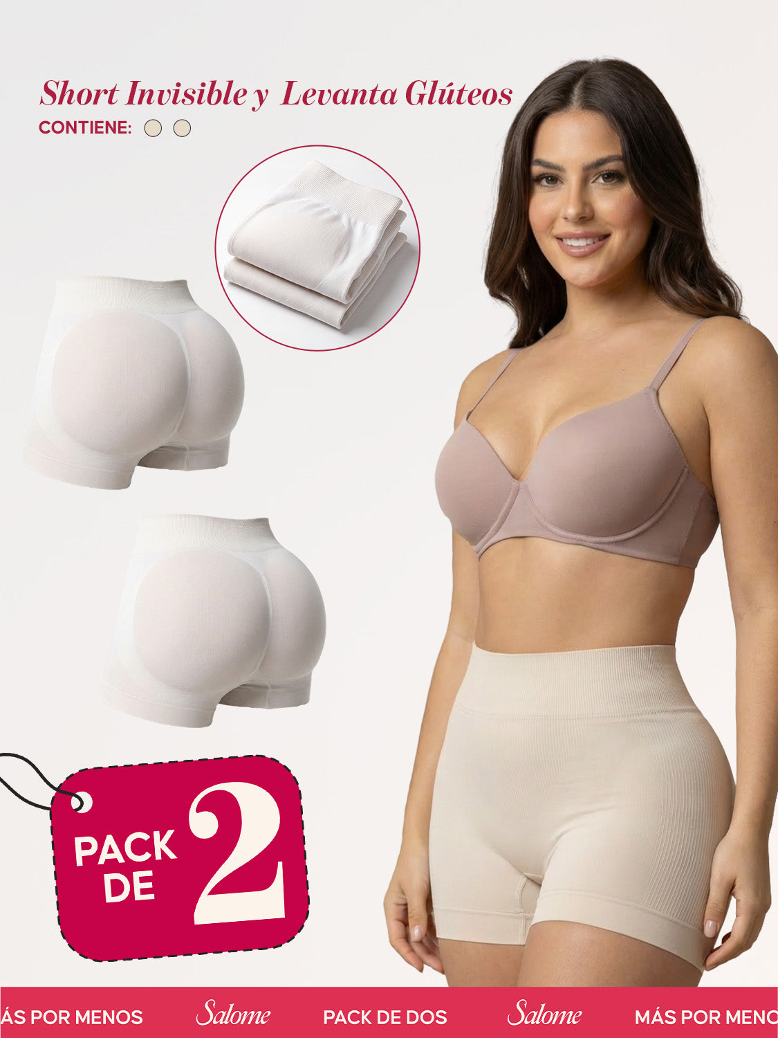 Kit de 2 Panty Seamless: Short invisible y levanta glúteos | Salome 1203 | Ant 7003