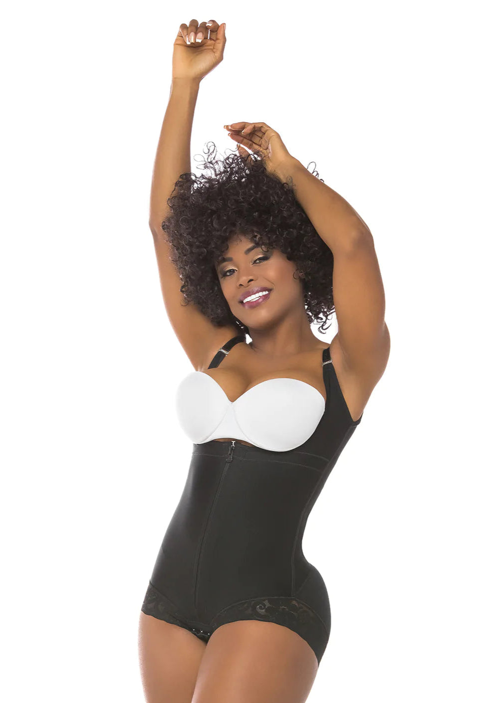Body Faja Salome 413 | Cachetero Espalda Alta | Encaje Siliconado | Control Abdomen y Espalda