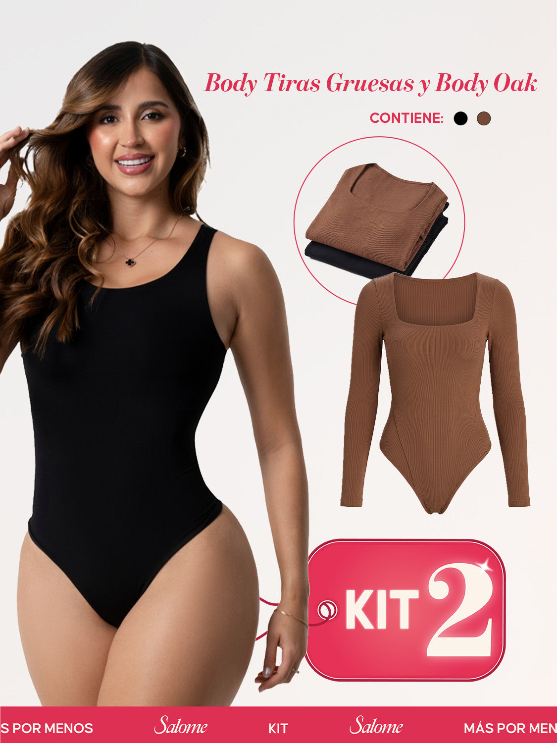 Kit Body Oak Manga Larga & Escote Redondo con Control Abdominal | Salome 5503 + 5001