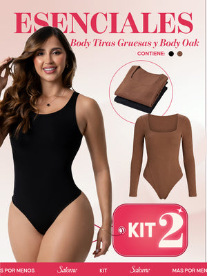 Kit Body Oak Manga Larga & Escote Redondo con Control Abdominal | Salome 5503 + 5001