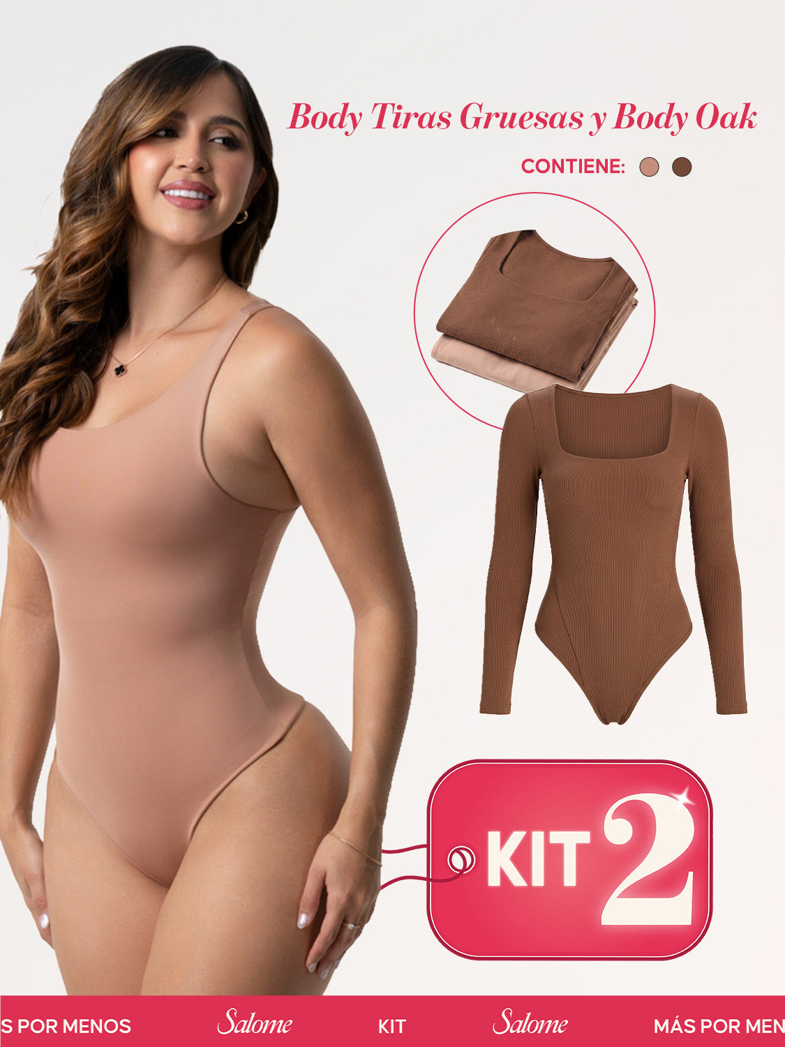 Kit Body Oak Manga Larga & Escote Redondo con Control Abdominal | Salome 5503 + 5001