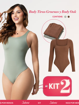 Kit Body Oak Manga Larga & Escote Redondo con Control Abdominal | Salome 5503 + 5001