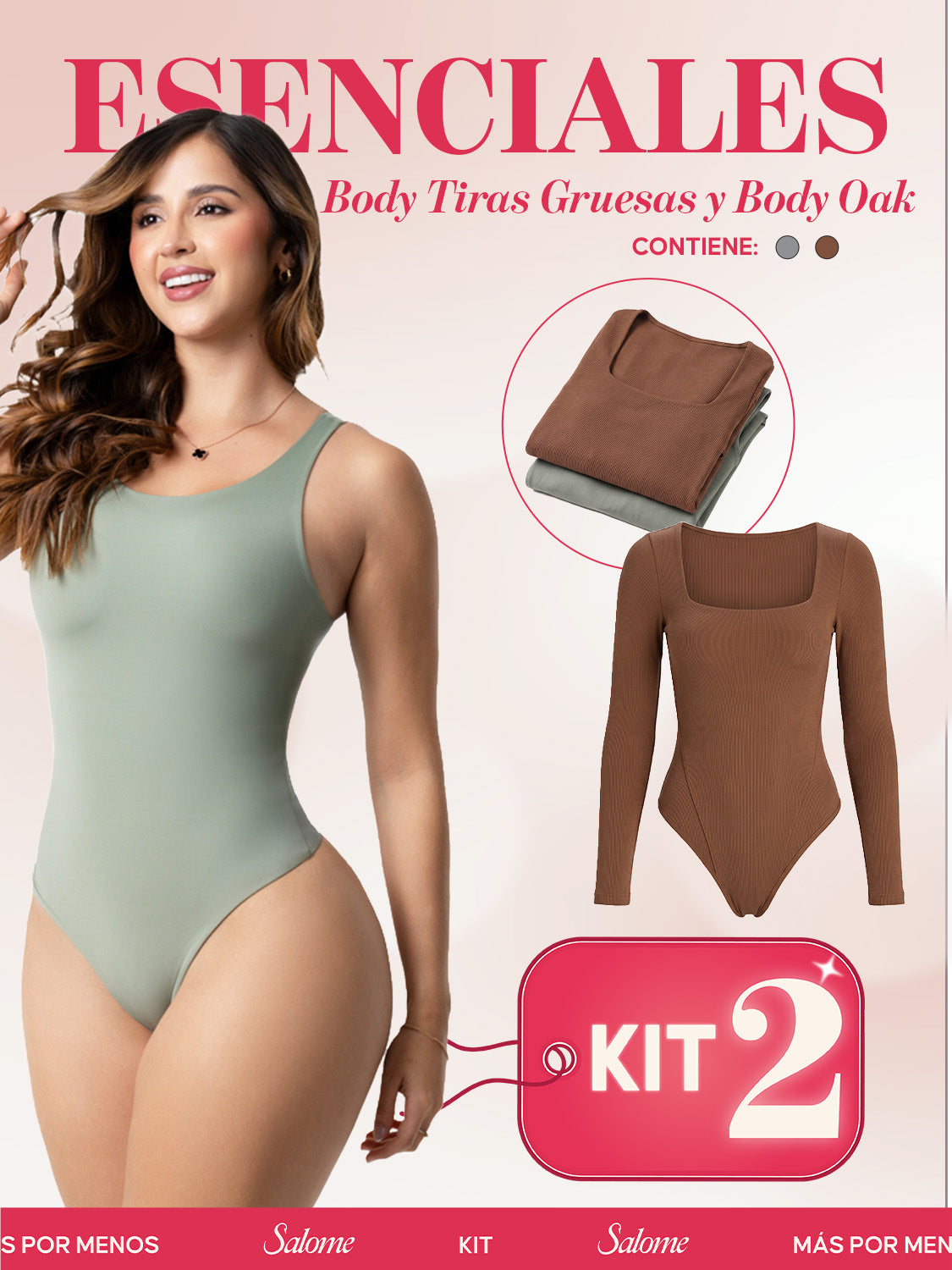 Kit Body Oak Manga Larga & Escote Redondo con Control Abdominal | Salome 5503 + 5001