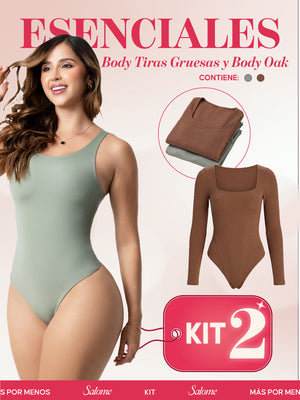 Kit Body Oak Manga Larga & Escote Redondo con Control Abdominal | Salome 5503 + 5001