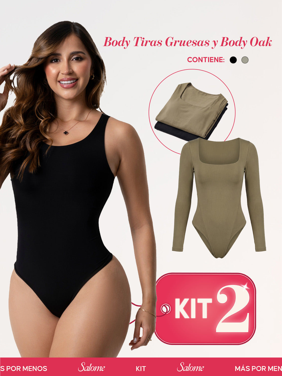 Kit Body Oak Manga Larga & Escote Redondo con Control Abdominal | Salome 5503 + 5001