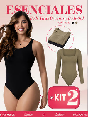 Kit Body Oak Manga Larga & Escote Redondo con Control Abdominal | Salome 5503 + 5001