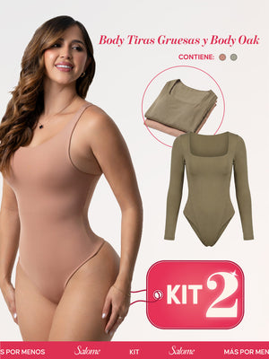 Kit Body Oak Manga Larga & Escote Redondo con Control Abdominal | Salome 5503 + 5001
