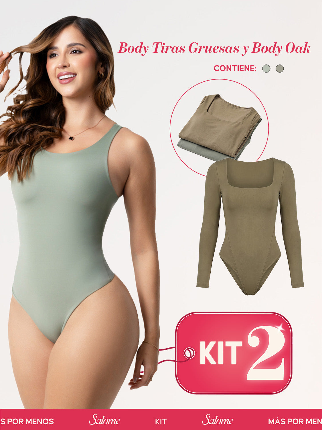 Kit Body Oak Manga Larga & Escote Redondo con Control Abdominal | Salome 5503 + 5001