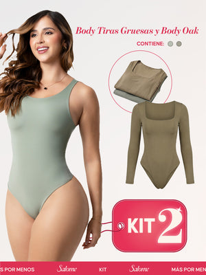 Kit Body Oak Manga Larga & Escote Redondo con Control Abdominal | Salome 5503 + 5001