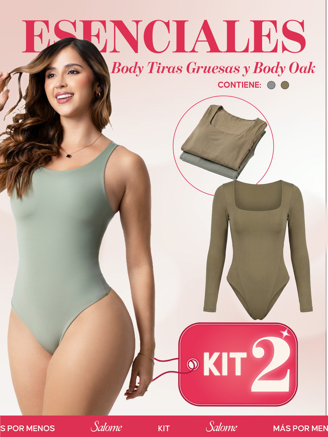 Kit Body Oak Manga Larga & Escote Redondo con Control Abdominal | Salome 5503 + 5001