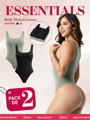 Paquete x2 Body Tiras gruesas, Escote Redondo, Control de Abdomen | Salome 5001
