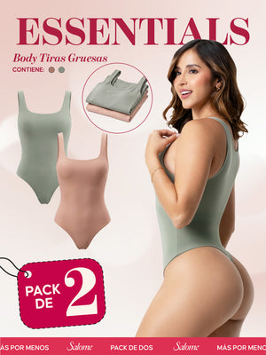Paquete x2 Body Tiras gruesas, Escote Redondo, Control de Abdomen | Salome 5001