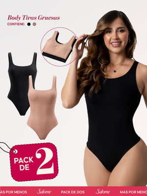 Paquete x2 Body Tiras gruesas, Escote Redondo, Control de Abdomen | Salome 5001