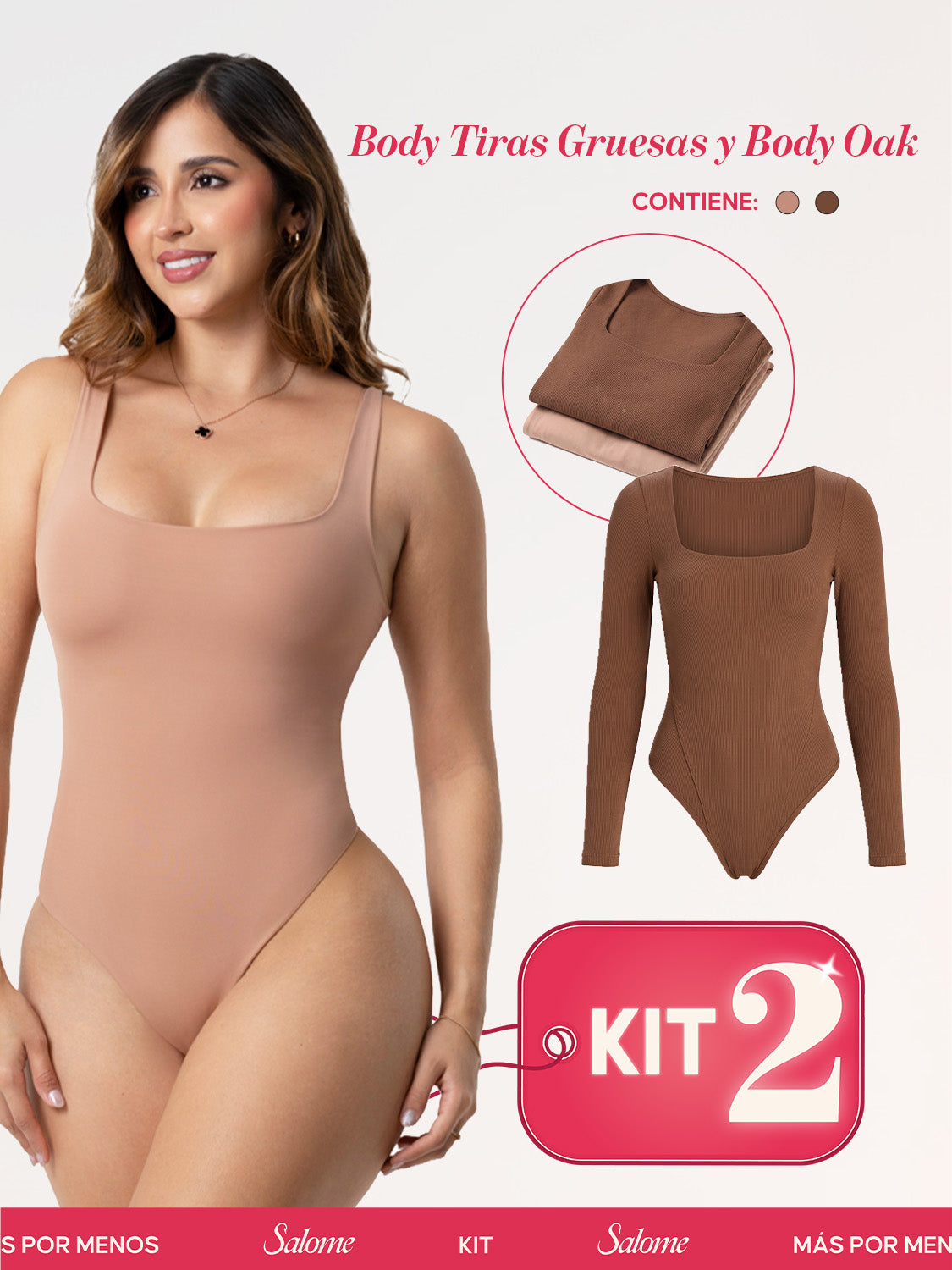 Kit Body Oak Manga Larga & Escote Cuadrado con Control Abdominal | Salome 5503 + 5002