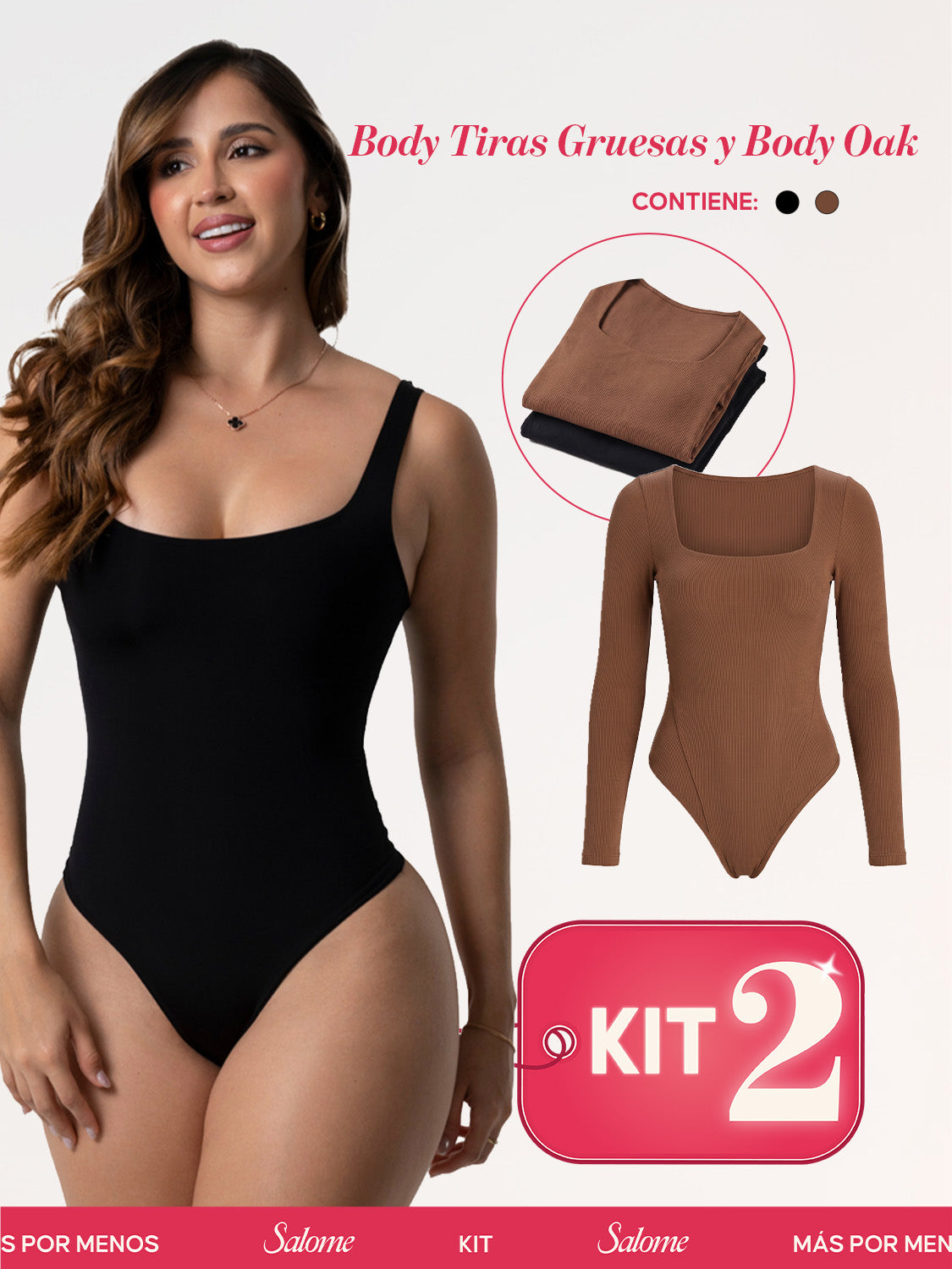 Kit Body Oak Manga Larga & Escote Cuadrado con Control Abdominal | Salome 5503 + 5002